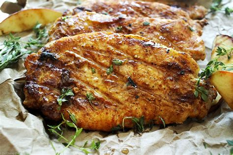 We highly recommend our spice rub and pan sauce, but you can use your favorite spices instead. Apple Cider and Thyme Grilled Pork Chops - The Chunky Chef