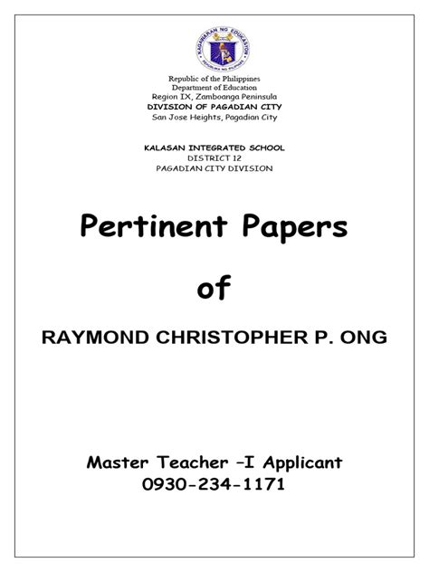 Pertinent Papers Cover Page Pdf