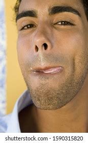 Close Man Licking Lips Stock Photo Shutterstock
