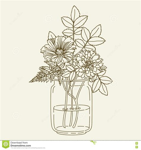 Maybe you would like to learn more about one of these? Flowers in mason jar stock vector. Illustration of design ...
