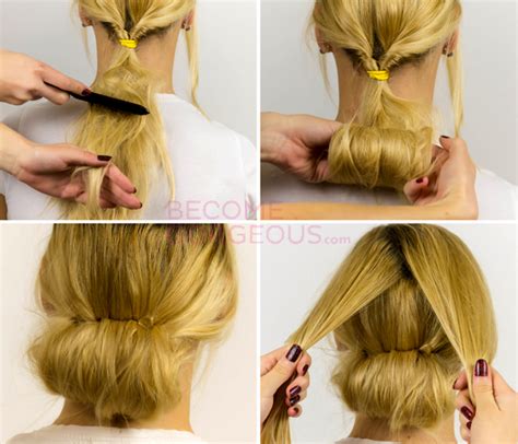 Pictures Easy Updo Hairstyle Tutorial Rolled Up Bun