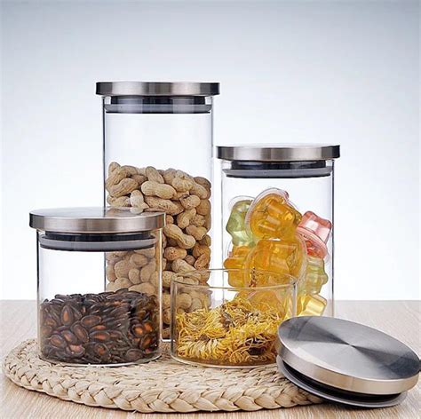 High Borosilicate Eco Friendly Cookie Candy Honey Food Glass Storage Jar With Airtight Bamboo