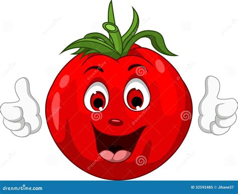 Cute Tomato Cartoon Character Giving Thumbs Up Stock Illustration