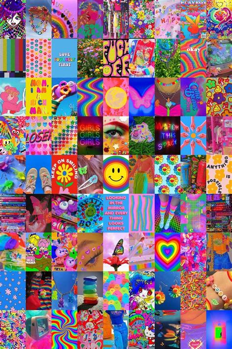 Indie Wall Collage Kit Digital Download 81 Pcs Kidcore Etsy Hippie