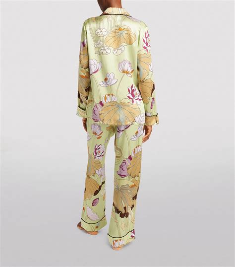 Womens Olivia Von Halle Green Silk Lotus Lila Pyjama Set Harrods Uk