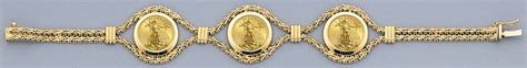 14k Gold Three 110 Oz American Eagle Coin Bracelet 7inches