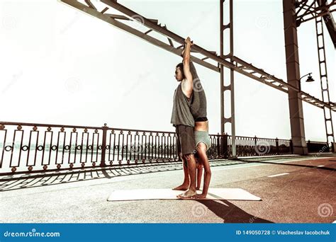 Sporty Girl Holding A Handstand On A Mat Stock Photo Image Of Nature