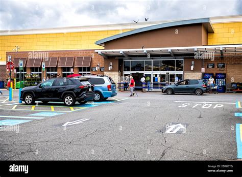 Sterling, USA - September 12, 2020: Walmart store entrance with