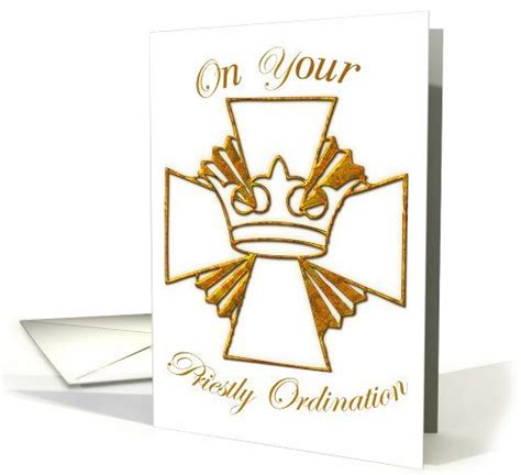 Priestly Ordination Congratulationsgold Crown Cross Card 50th