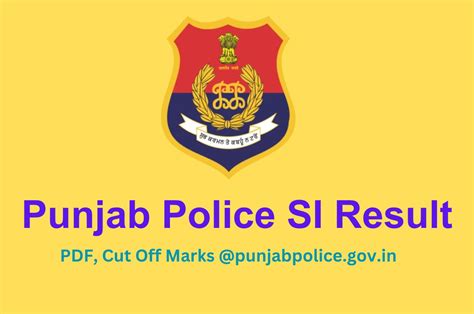 Punjab Police SI Result 2023 PDF Merit List Cut Off Punjabpolice Gov In