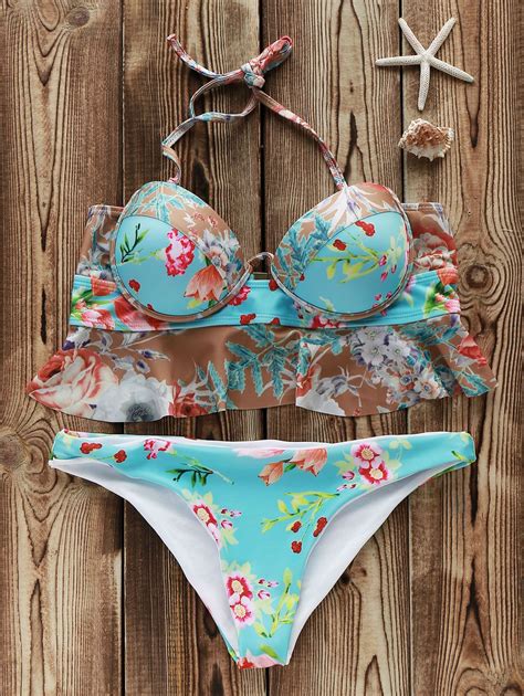 Strapless Floral Print Bikini Set Swimwear Pinterest Traje Y Baño