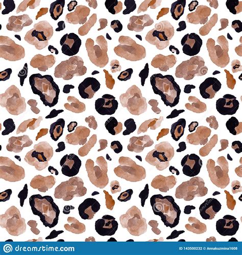 Leopard Skin Seamless Pattern On White Background Wild