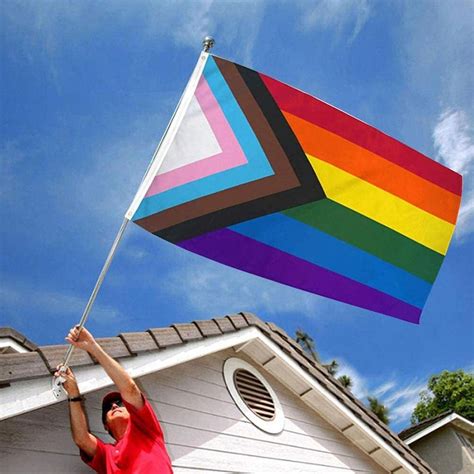 Gay Pride Flag Gay Bunting 3x5ft Rainbow Flags Banner Progress Pride Rainbow Garden Flags For