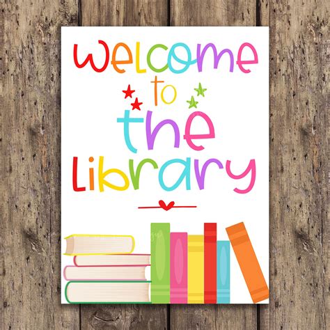 Library Welcome To The Library Classroom Signs Classroom Etsy