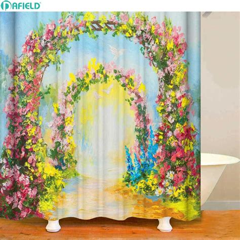Dafield Garden Home Decor Shower Curtain Floral Waterproof And Mildew