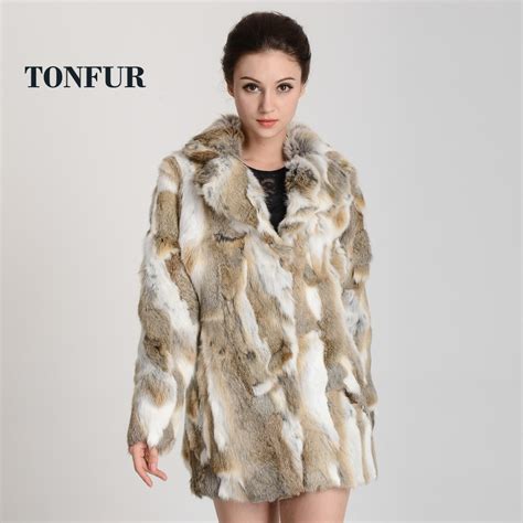2019 new arrival real rabbit fur coat turn down collar natural genuine rabbit fur long coat free
