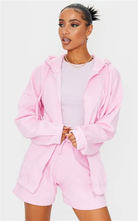 Light Pink Extreme Oversized Zip Through Hoodie Prettylittlething Usa