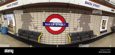 Baker Street London Tube Station Benches And Signage With Sherlock