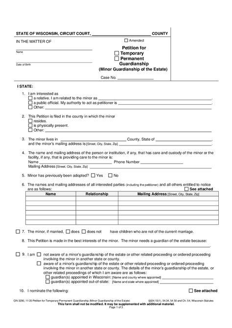 Temporary Guardianship Form Forms Docs 2023