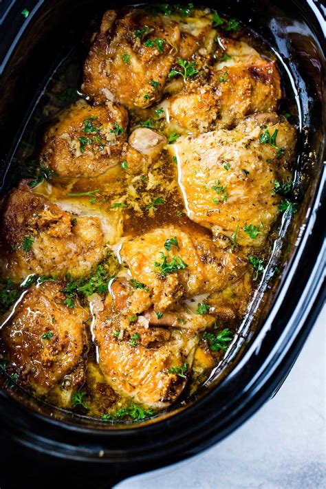 Garlicky Slow Cooker Chicken Recipe Super Easy Oh Sweet Basil