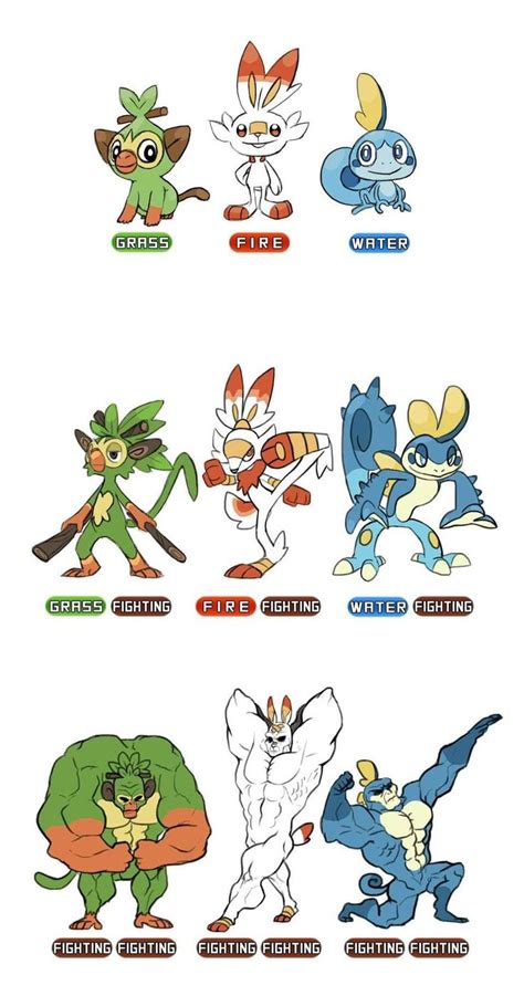Gen 8 Starter Evolutions Pokémon Sword And Shield Pokemon Starter