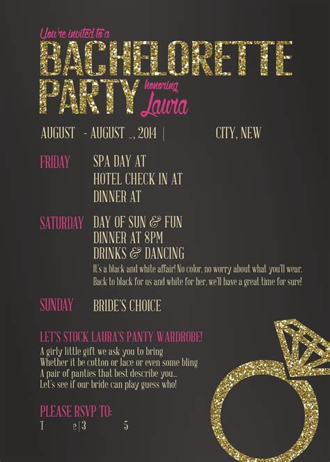 Glamorous Bachelorette Party Invitation (Back) We wanted upscale