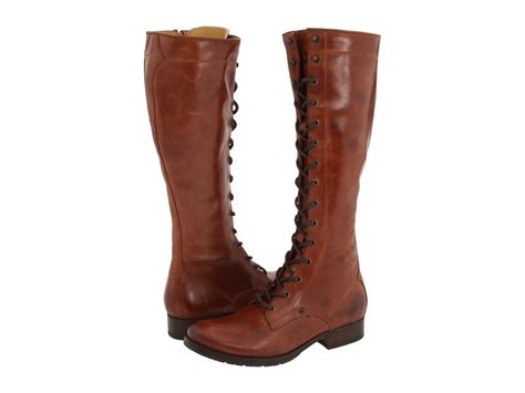 Frye Melissa Tall Lace Brown Leather Womens Lace Up Boots