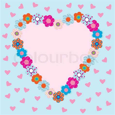 beautiful heart shaped frame  flowers stock vector