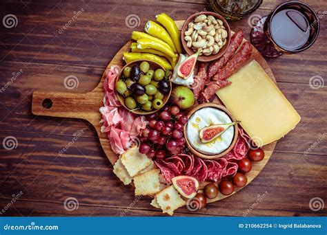 Charcuterie Antipasti Platter With Assortment Of Italian Salami