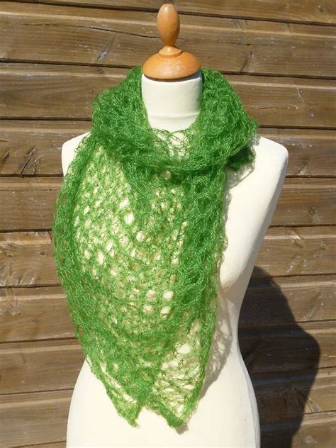 Echarpe Mohair Et Soie Vert Foulard Nuage Echarpe En Laine