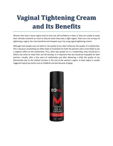 Vaginal Tightening Cream And Its Benefits