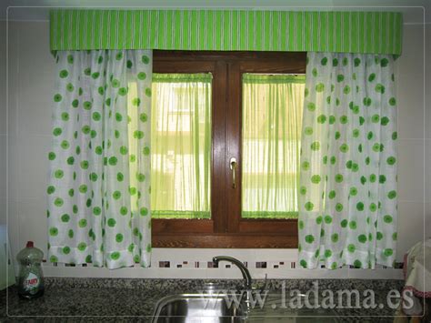 Amplia selección de cortinas de visillos para comprar online. Visillos, cortinas y bando verde para cocina - La Dama ...