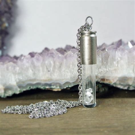 Diamond Crystals Vial Pendant Necklace At Herkimer