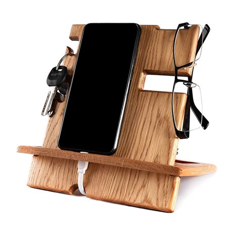 Wooden Phone Stand 100 Natural Solid Oak Phone Charging Dock Tablet