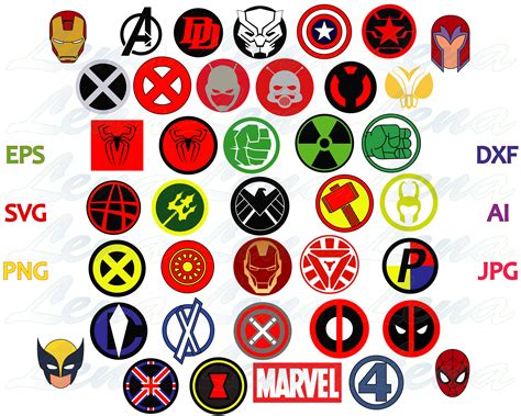 Marvel superhero logo SVG Marvel Avengers Superheroes Sign | Etsy
