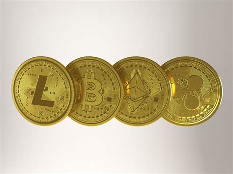 3d Model Crypto Coin Set Bitcoin Ethereum Ripple Litecoin Vr