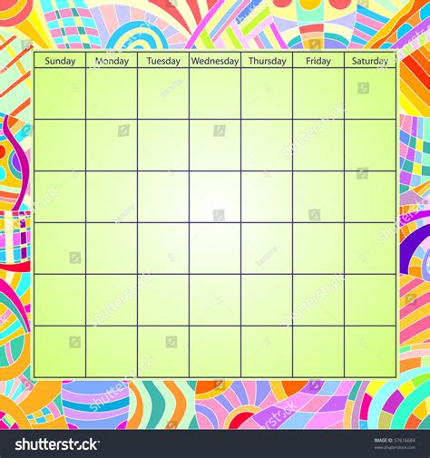 Colorful Calendar Template Stock Illustration 57616684 Shutterstock