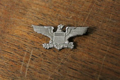 Original Wwii Us Army Colonel Rank Shirt Size Eagle Sterling Silver