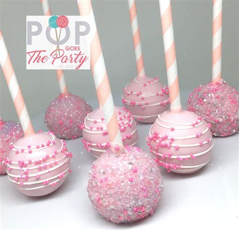 Baby Shower Cake Pops Pink And Silver Glitter Custom Cake Pops