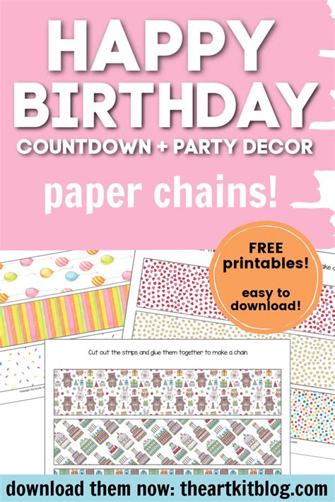 Free Happy Birthday Paper Chain Countdown Printables The Art Kit