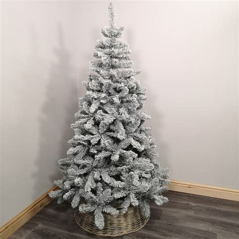 Everlands 210cm7ft Grey Frosted Imperial Pine Hinged Tree