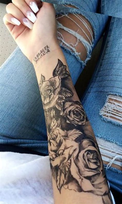 Black Rose Forearm Tattoo Ideas For Women Realistic