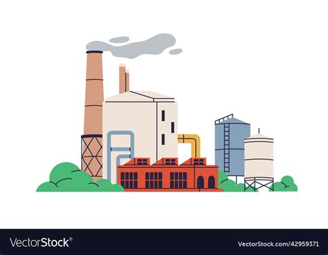Industrial Manufacturing Building Heavy Industry Vector Image