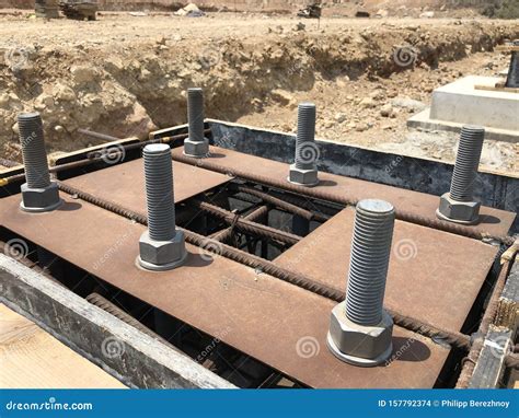 Formwork And Reinforcement Of Concrete Foundation With Metal Anchor