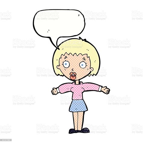 Cartoon Shocked Woman With Speech Bubble Stock Illustration Download