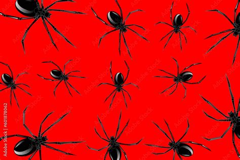 Abstract Background With Spiders Black Widow Spiders Scattered On A