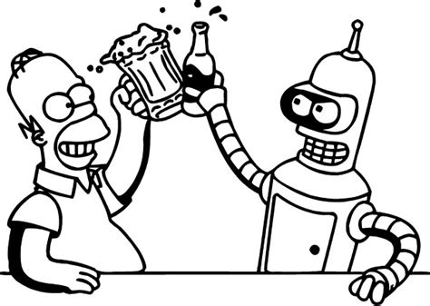 Bender And Homer Simpson Drinking Beer Decal Sticker 05