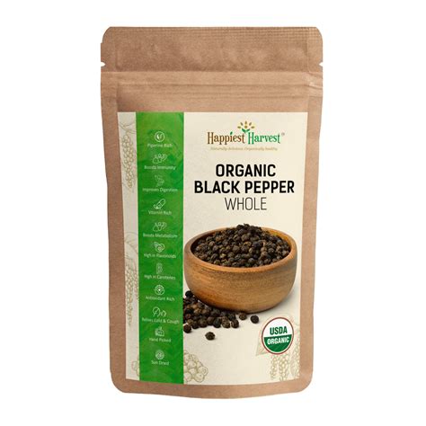 Organic Black Pepper Whole Happiest Harvest
