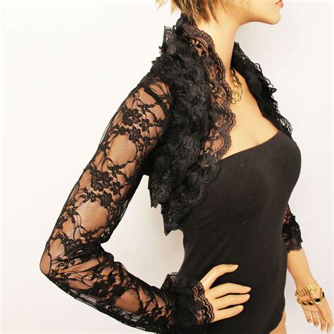Black Lace Jacketlace Cardiganwedding Shrug Rsl3 Bk 6500 Via