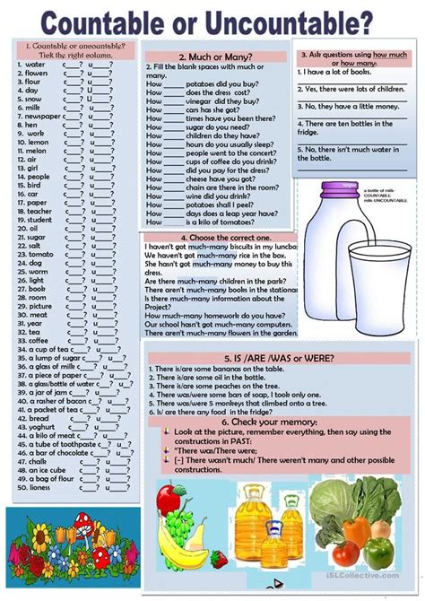 Countable And Uncountable Worksheet Free Esl Printable Worksheets